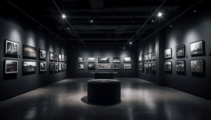 Minimalistic Modern Art Exhibition in Dark