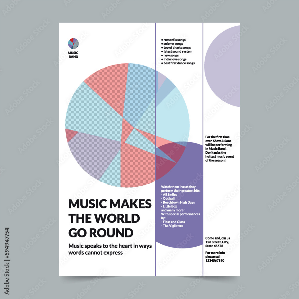 Music Band Flyer Template. A clean, modern, and high-quality design of Flyer vector design. Editable and customize template flyer