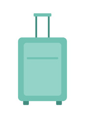 Poster - Suitcase on wheels with handle semi flat colour vector object. Traveling bag for ladies. Hand luggage. Editable cartoon clip art icon. Simple spot illustration for web graphic design, animation