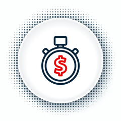 Sticker - Line Time is money icon isolated on white background. Money is time. Effective time management. Convert time to money. Stopwatch. Colorful outline concept. Vector