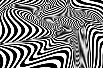 Wall Mural - Optical Psychedelic Spiral with Twist Striped. Background Abstract Line Black and White Color. Swirl Hypnotic Pattern. Vector illustration.