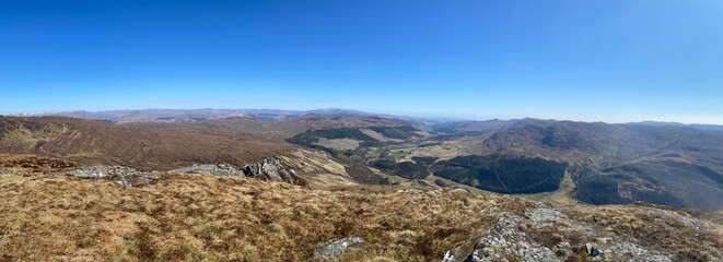 Sticker - Scenic panoramic view of a mountainous landscape in the Scottish Mountain Range