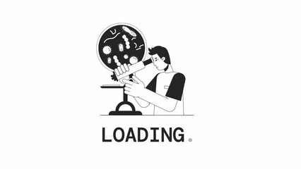 Poster - Laboratory work bw loader animation. Medical analysis. Flash message 4K video footage. Isolated monochrome loading progress indicator with alpha channel transparency for UI, UX web design