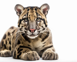 Wall Mural - photo of clouded leopard isolated on white background. Generative AI