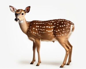 Wall Mural - photo of chital, also called Spotted Deer isolated on white background. Generative AI