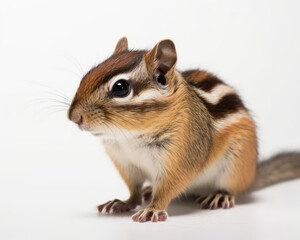 Wall Mural - photo of chipmunk isolated on white background. Generative AI