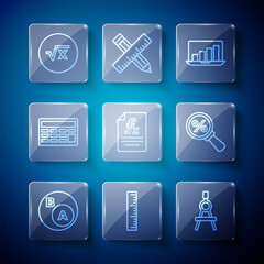 Poster - set line subsets, math, a is subset of b, ruler, drawing compass, laptop with graph chart, function 