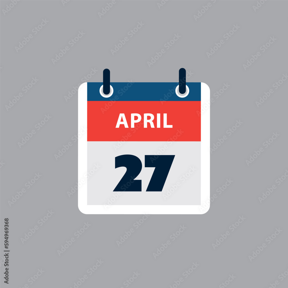 Simple Calendar Page for Day of 27th April - Banner, Graphic Design ...