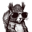 funny squirrel wearing sunglasses, cool squirrel sketch 