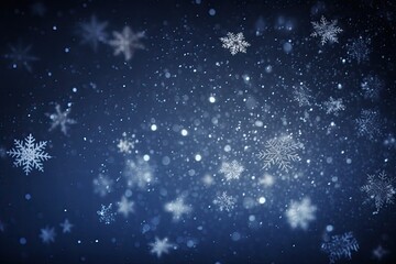 Poster - falling snowflakes on a dark blue background. Generative AI