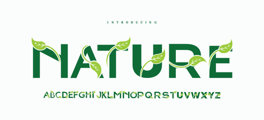 Nature, alphabet logo design with leaf element. vector illustration
