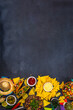 © ricka_kinamoto - Cinco de mayo party food. Mexican holiday Cinco de mayo traditional dishes, snacks, tortilla corn chips, nachos, tacos, salsa, sauces. Friends and family feast background top view copy space