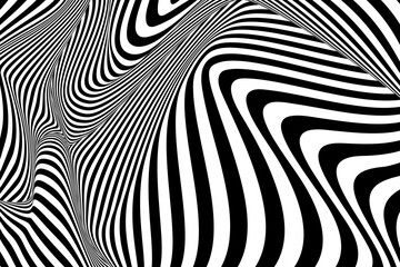 Wall Mural - Optical Psychedelic Spiral with Twist Striped. Background Abstract Line Black and White Color. Swirl Hypnotic Pattern. Vector illustration