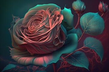 Fototapete - The 2022 Pantone Color of the Year rose Generative AI