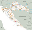 High detailed Croatia road map with labeling.