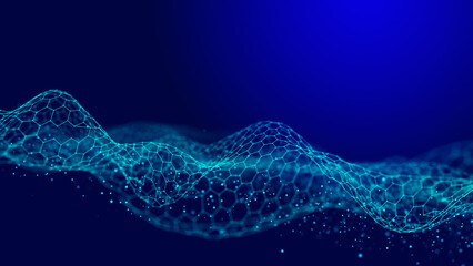 Poster - Abstract digital wave. Digital network background. 3D rendering