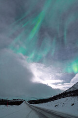 Wall Mural - northern lights aurora borealis lapland night landscape