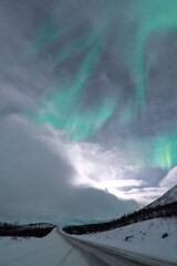 Wall Mural - northern lights aurora borealis lapland night landscape