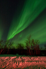 Wall Mural - northern lights aurora borealis lapland night landscape