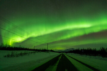 Wall Mural - northern lights aurora borealis lapland night landscape