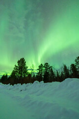 Wall Mural - aurora borealis northern lights lapland night landscape