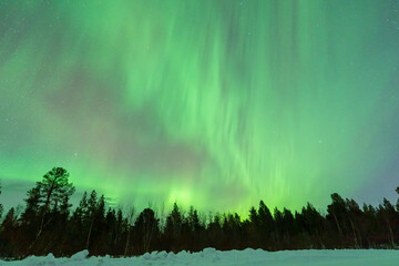 Wall Mural - aurora borealis northern lights lapland night landscape