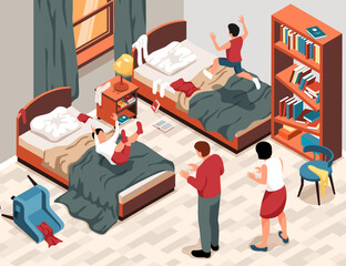 Poster - Messy Room Isometric Background