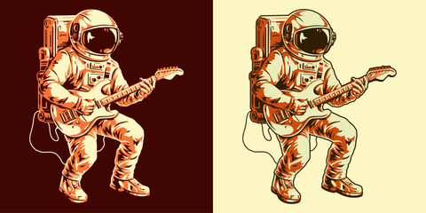 astronaut guitarist detailed flyer colorful