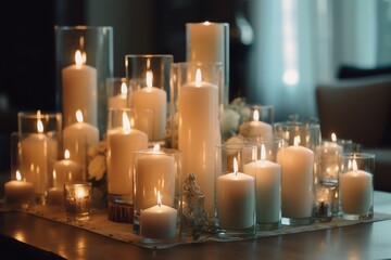 Wall Mural - Candles On Table. Generative AI