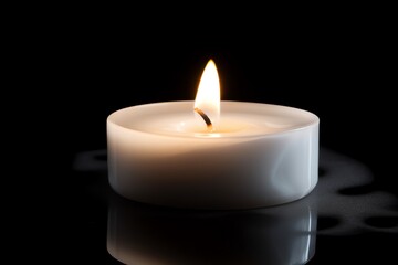 Wall Mural - White Isolated Candle Aflame. Generative AI