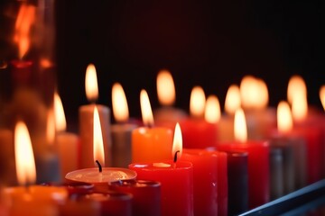 Wall Mural - Advent Candles Burn, Creating Abstract Defocused Lights. Generative AI