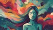 © Filip - Mindful Meditation background illustration design, self care, love, healthy, art, Generative AI