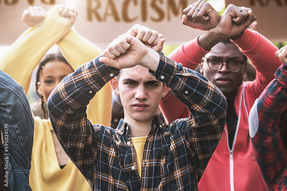 Youth Parade Against Racial Discrimination - Young people in a parade ...