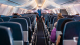 Fototapeta  - Background of airplane seats.