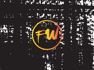 Minimalist Brush FW Letter Logo, Hand Drawn Fw wf Gradient Logo With Brush Black Background