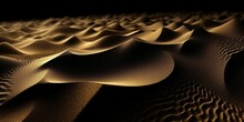 Abstract Patterns And Shapes Of Brown Sand On A Black Background, Generative IA