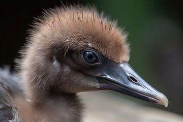 Poster - close-up of newborn bird's beak, with its downy feathers visible, created with generative ai