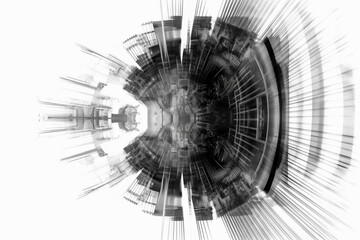 Poster - Abstract illustration of a beautiful industrial shape in transparency, isolated over a clean background. Generative AI