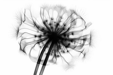 Poster - Abstract illustration of a beautiful natural floral shape in transparency, isolated over a clean background. Generative AI