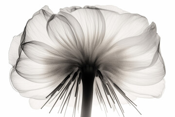 Poster - Abstract illustration of a beautiful natural floral shape in transparency, isolated over a clean background. Generative AI