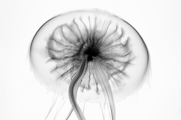 Poster - Abstract illustration of a beautiful natural floral shape in transparency, isolated over a clean background. Generative AI