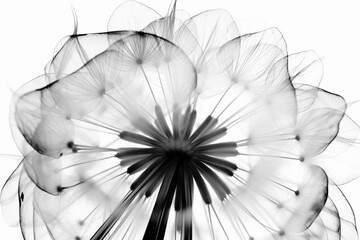 Poster - Abstract illustration of a beautiful natural floral shape in transparency, isolated over a clean background. Generative AI