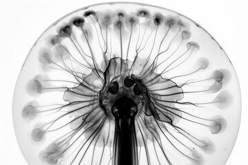 Poster - Abstract illustration of a beautiful natural floral shape in transparency, isolated over a clean background. Generative AI
