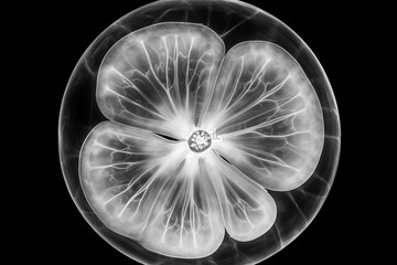 Poster - Abstract illustration of a beautiful natural floral shape in transparency, isolated over a clean background. Generative AI