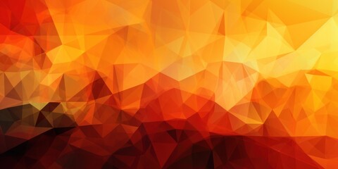 Yellow orange red brown abstract background for design. Geometric shapes. Triangles, squares, stripes, lines. Color gradient. Modern, futuristic. Bright. Web banner. Wide. Panoramic