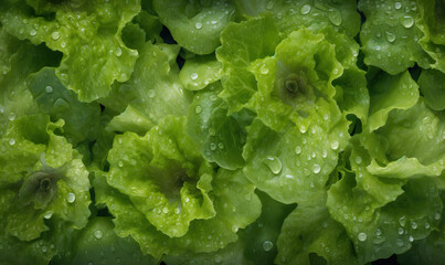 Lettuce with water drops on a dark background, Generative AI