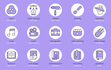 Wall Mural - creative icons. multimedia icon set. creativity and innovation symbols. flat vector illustrations. i