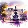 Buckingham Palace in watercolor style by Generative AI