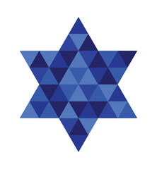 Star of David with a triangle mosaic pattern on white background. Vector illustration.