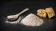© Ivan Avdeenko - Spices for recipes. Milanese sugar. Spoon and pile of sugar, cookie or biscuit. Sweets. Ground spice